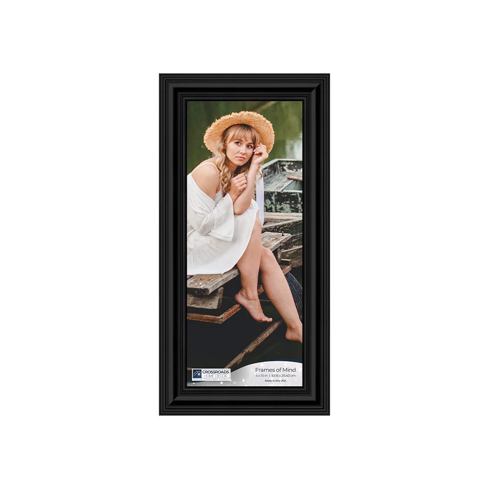 Crossroads Home Décor Picture Frame 1-4x10, for Instagram Photo Wall Gallery with Glass Picture Frame, Use for Picture Frames Collage with Your 4x10 Picture Frames - Black