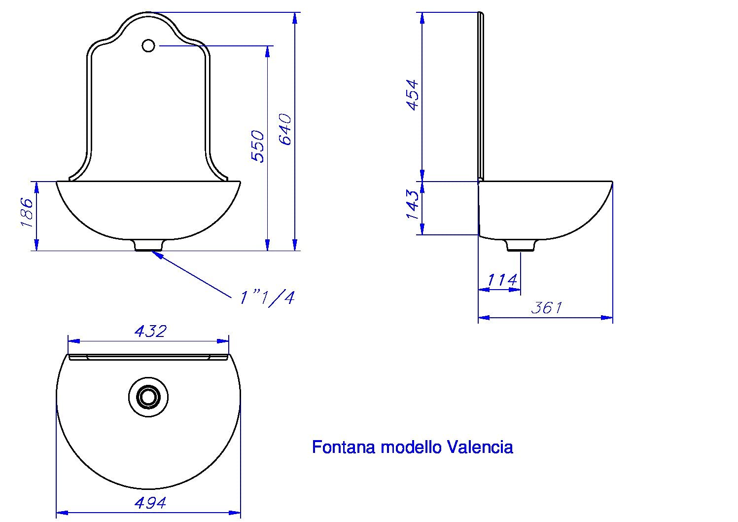Fonderia Bongiovanni Wandbrunnen, Modell Valencia, für Haus und Garten, mit Wasserhahn aus Messing, Finish nach Wahl (brüniert)