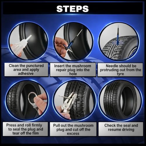 Image of WILLIBEE 10 Pcs Mushroom Plug Tubeless Tyre Puncture Repair Kit for Bike & Car | Tire Puncher Repair Patches (10 Pcs, (80 x 12mm))