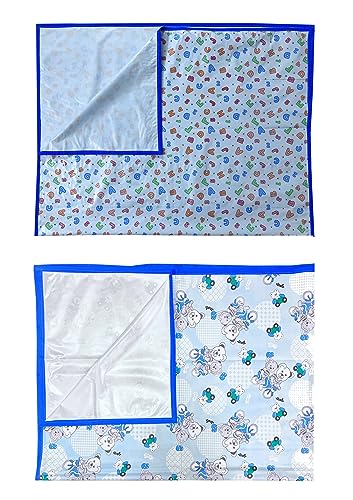 Image of EcoSoft Plastic Sheet,PVC Sheet for Kids,Rubber Sheet for Babies,Bed Wetting Protector(90 x 135 cm) (Blue Bear & ABC123 Blue)