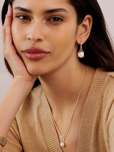 Dangle Earrings for Women 14K Gold plated Caged Lightweight Leverback Pearl Dangling Drop Elegant Jewelry for Weddings, Gifts, Everyday Wear (Gold)2