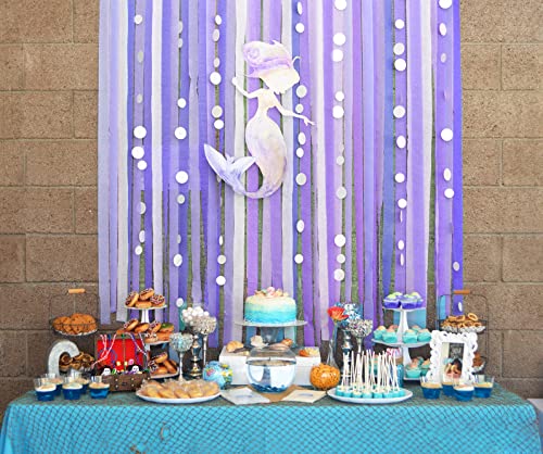 Image of Purple Crepe Paper Streamers 8 Rolls 656 ft Crepe Paper Decorations for Birthday Party, Baby Shower or Reunion (Purple Gradient)