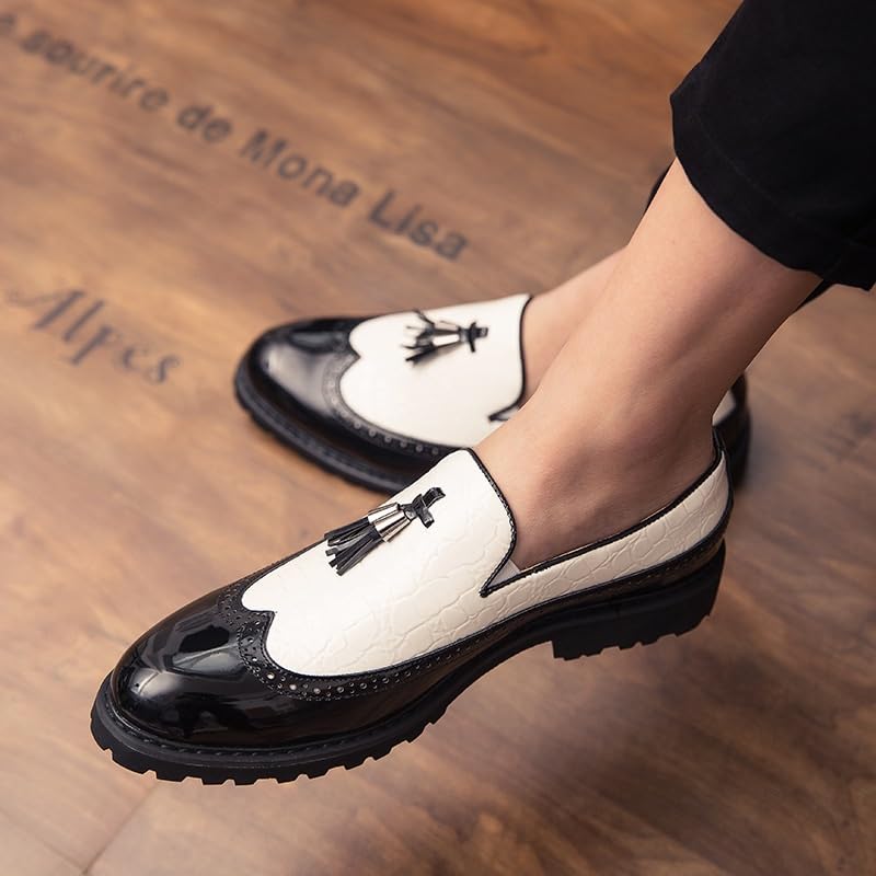 Men's Business Casual Loafers Patent Leather Formal Oxford Slip On Dress Shoes Office Working Premium Leather Derby3