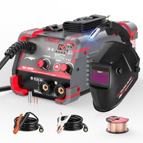Image of AWT 140Amp MIG Welder Flux Core MIG Welder /Stick /Lift TIG 3 in 1 Welding Machine, Welder Machine 110V-Synergy IGBT Inverter, Portable Gasless Welder Equipment with Welding Helmet