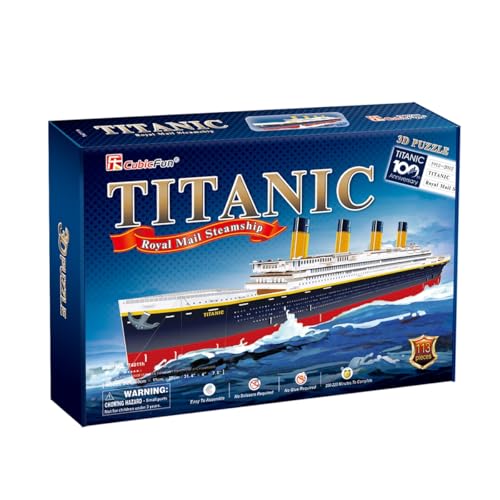 CubicFun 664011 3D Puzzle, Titanic, historisches Modellschiff, Schiff Bausatz, Modelbausatz mit 113 Teilen, Modellbau ab 10 Jahren