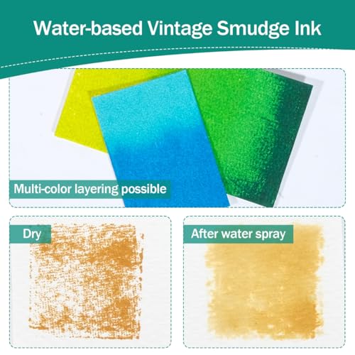 image for CraftyManor Mini Smudge Ink Pads for Stamps, Water Based Halo Dye Stam