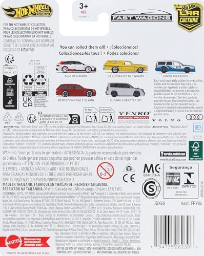Image of Hot Wheels Premium Fast Wagons, 1:64 Mercedes Benz E 36 AMG Scale Die-Cas Vehicle with Real Riders Tires 4 /5 (Red)