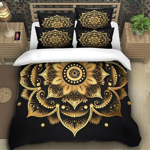 Housse de couette mandala d'or 135x200 parure lit microfris - 5