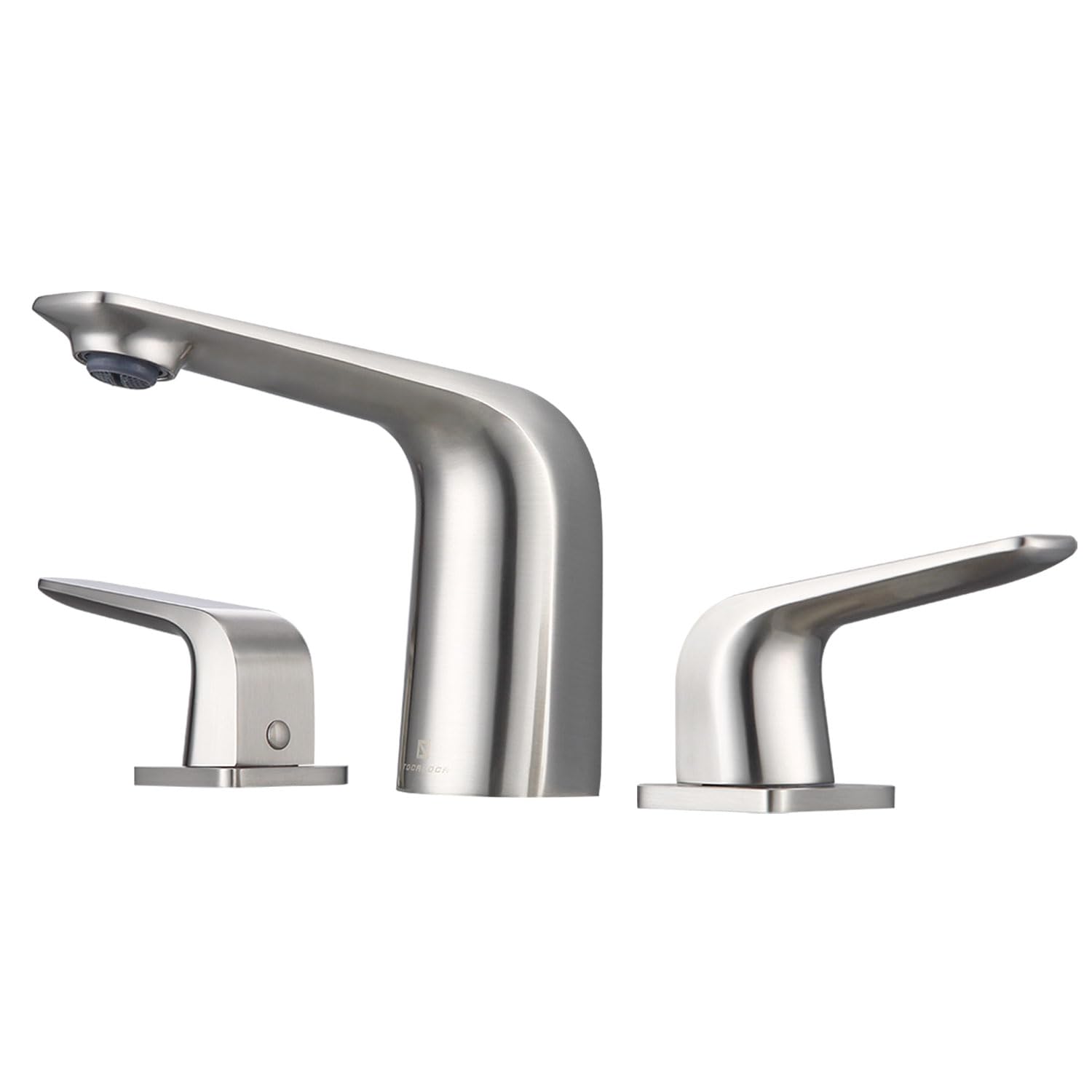 TOCALOCA Weit verbreitete Badezimmerarmaturen für Spüle, Mixer Waschbeckenmischer, 3 Löcher, gebürstetem Nickel, Anti-Fingerabdruck, 2 Griffe