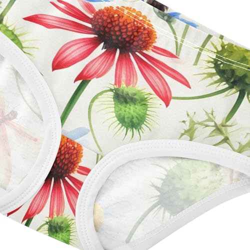 Girls Underwear Toddlers 2t Cotton Little Girl Panties Funny Underpants Briefs Watercolor Wildflowers Coneflowers4