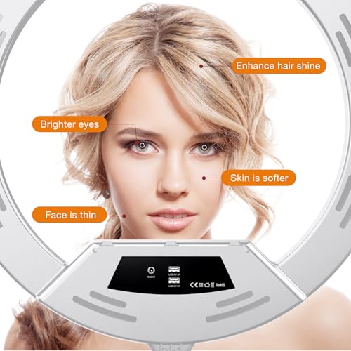 Image of 22 inchRing Light with Stand,Ring Light Tripod for iPhone ipad,with 75 inchTripod /LCD Display /4 ipad iPhone Clips /2 USB Ports,2600K-6500K Color Temperature,for Barber Makeup Tattoo TikTok Video Recording Vlog