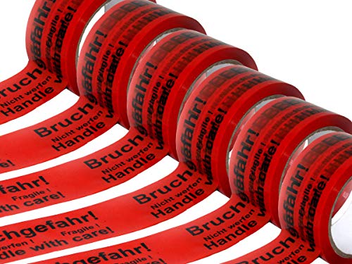 KUSNEZOV Klebeband Paketband Packband BRUCHGEFAHR 48 mm x...