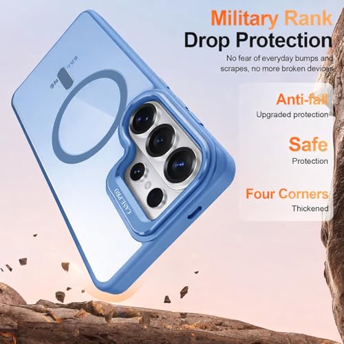 Image of VONZEE Compatible for Samsung S26 Ultra 5G Case, Compatible with MagSafe, Military-Grade Protective Case, Built-in Stash Stand Phone Case, Scratch-Resistant Back Cover, Classic Series|Official Blue