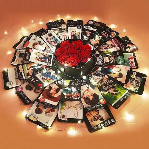 Überraschung Box Kreative DIY Fotoalbum Explosion Box Schwarz Geschenkbox für Weihnachten Geburtstag Jubiläum Valentinstag
