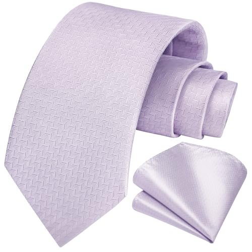 Image of HISDERN Ties for Men Solid Houndstooth Neckties Handkerchief Formal Business Tie & Pocket Square Set Wedding Party