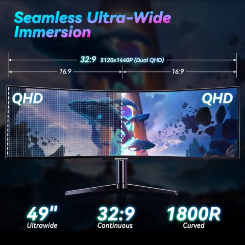 Image of Deco Gear 49 inch 5K QD-OLED Curved Gaming Monitor, 240Hz 0.03ms GTG 5120x1440