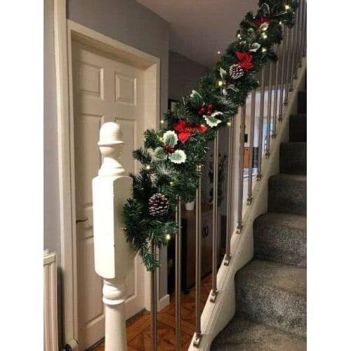 Your Home Online Pre Lit 1 8m Holly Swag Stairs Fireplace