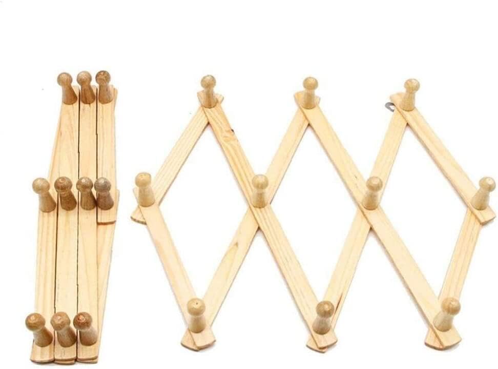 Appendiabiti Parete Legno Noce Appendiabiti A Fisarmonica In Legno Noce - Espandibile Da Parete 14 Ganci Appendi Giacche Da Muro - Foto 7