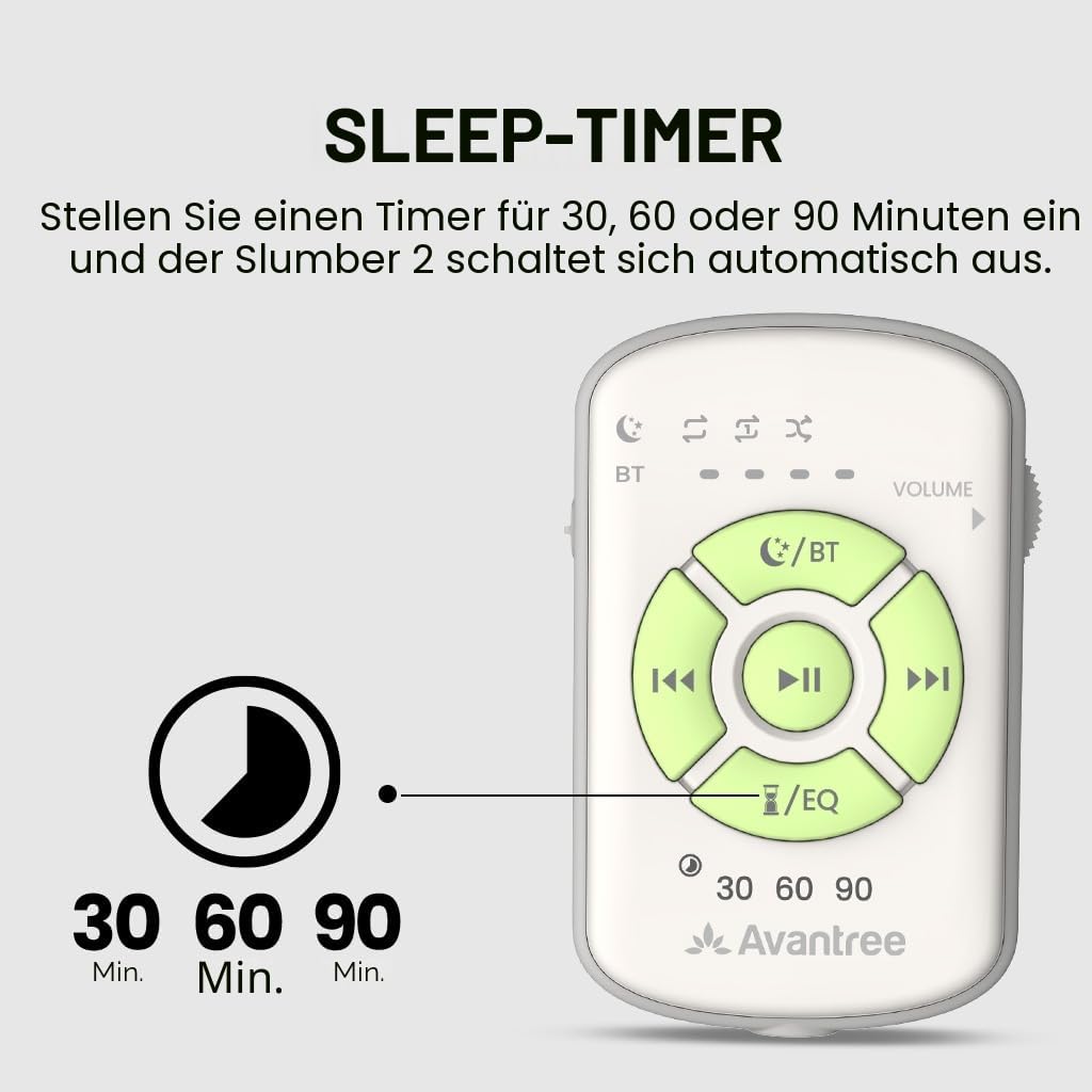 Avantree Slumber 2 Kabelloser Bluetooth-Kissenlautsprecher mit 4 flachen Lautsprechern, weißem Rauschen, Sleep-Timer