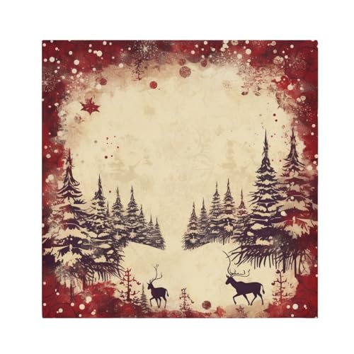 Servilletas de Tela Navidad Vintage Rojo Ciervo x6 miniatura 1