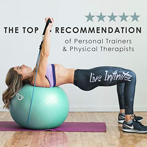 Live Infinitely Exercise Ball (55cm-95cm) Extra Thick Professional Grade Balance & Stability Ball- Anti Burst Tested Supports 2200lbs- Includes Hand Pump & Workout Guide Access (Mint, 75 cm) - Thumbnail 7