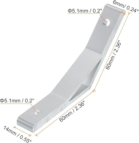 Miniatura 2 de uxcell 2 soportes de esquina de perfil de aluminio de ángulo de 135 grados, conectores de junta de esquina para la serie 2020 (blanco plateado)