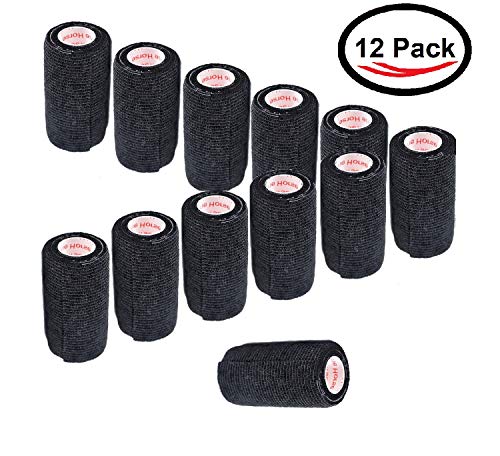 image for Prairie Horse Supply 4 Inch Vet Wrap Tape Bulk (Black) (Pack of 12) Se