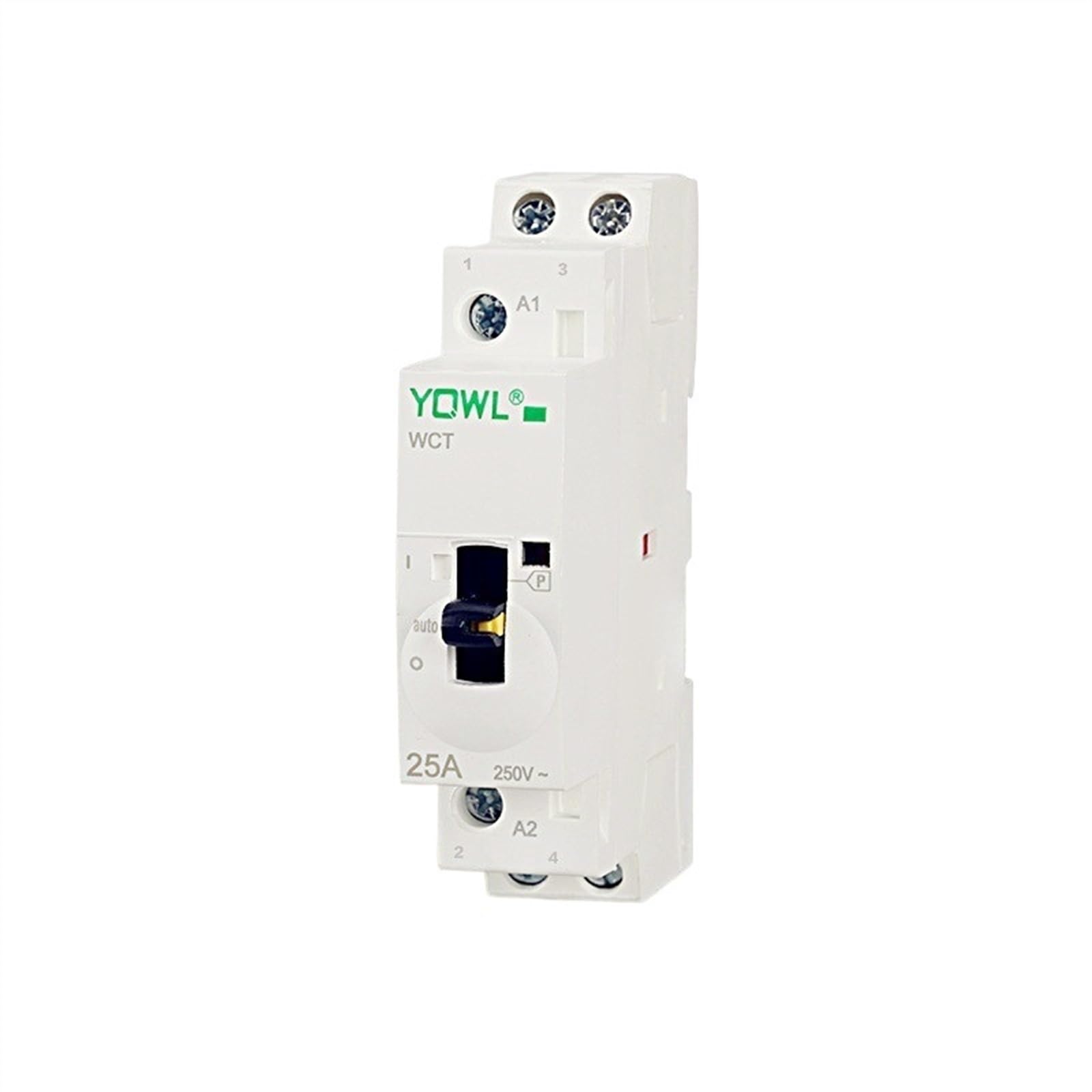 Contacteur AC modulaire 25A 2NO rail DIN avec commande manuelle