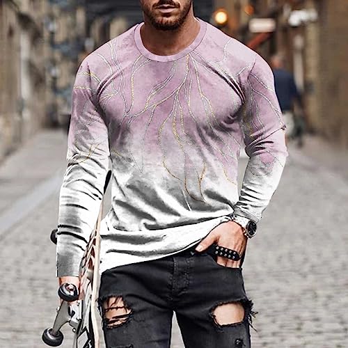 Muscularfit Sweatshirts for Men Summer Spring Long Sleeve Crewneck Sweatshirt Casual Gradient Color Loose Pullover Shirt 20242