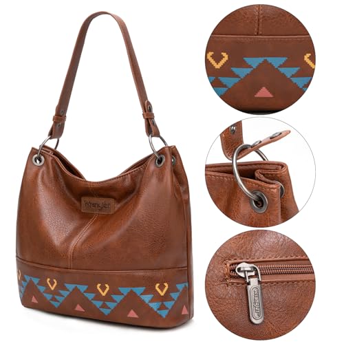 Image of Wrangler Hobo Bags for Women Vegan Leather Top Handle Shoulder Purses and Handbags