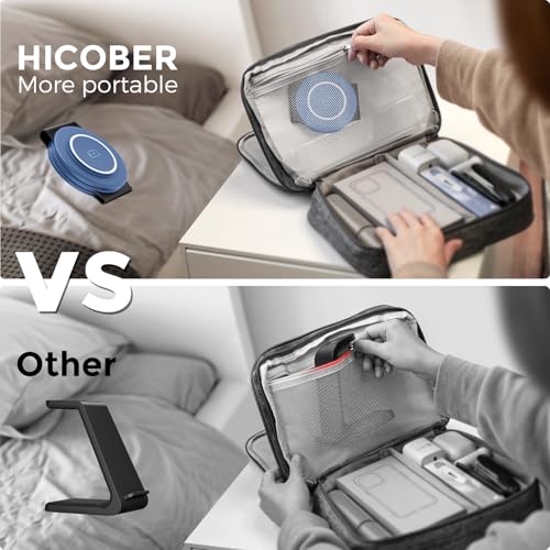 Image of Hicober 3 in 1 Charging Station for Apple Multiple Devices, Foldable Travel Wireless Charger 18W for iPhone Air 17 16 15 14 13 Pro Max Plus &Apple Watch Series /Airpods Light Blue