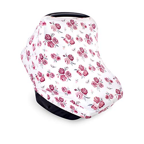Image of Hudson Baby Unisex Baby Multi-use Car Seat Canopy, Roses, One Size