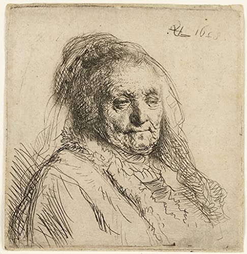 Rembrandt image sur toile déco salon tableau buste de la mère 60x90