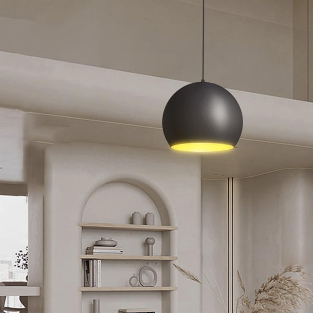 ISCBAFYX wisząca w stylu nordyckim minimalistycznym, jednogłowicowa wisząca z gwintem E27, półokrągły metalowy klosz żyrandola, salon wyspa kuchenna dekoracja gabinetu oprawy oświetleniowe