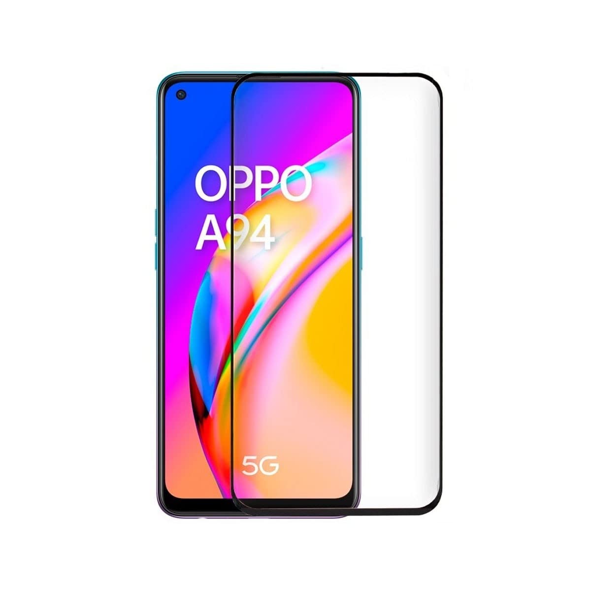 Cool Tempered Glass Screen Protector for Oppo A94 5G / Reno 5Z (FULL 3D Black), transparent