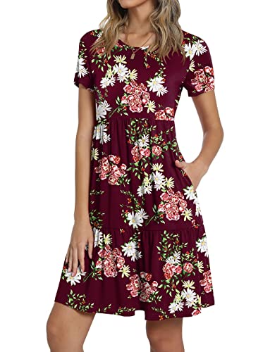 Image of TAOHUADAO 2026 Summer Dresses for Women Short Sleeve Ruffle Casual Sundress with Pockets
