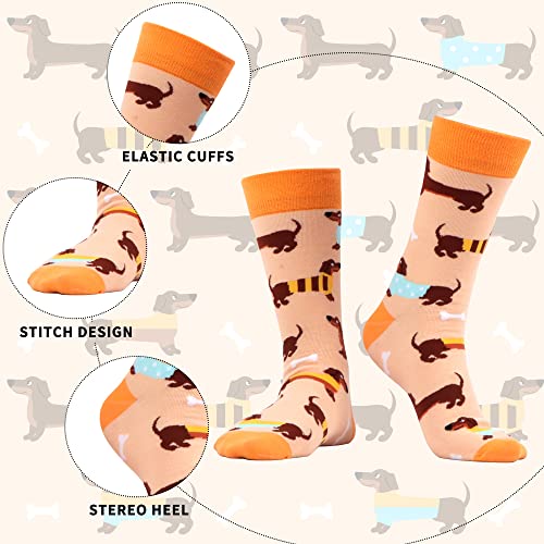 WeciBor Damen Lustige Bunte Socken, 6 Paar Mehrfarbig Dackel, Größe 35-38