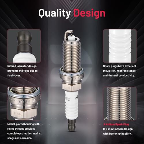 Image of BDFHYK 3417 Iridium Spark Plugs Compatible with INFINITI FX35,Compatible with Jeep Cherokee,200,Challenger Dart,Santa Fe,Optima,350Z, Ram 1500 2.0L 2.5L 4.0L L4 V6 V8 Set of 4