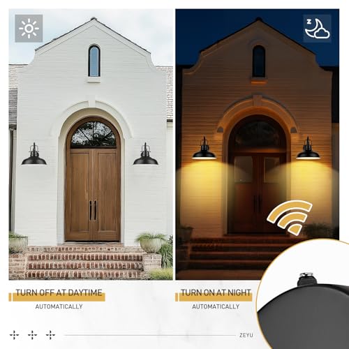 Image of zeyu 18 Inch Dusk to Dawn Outdoor Barn Light, 1-Light Wall Light, Modern Wall Sconce for Garden Garage, Matte Black Finish, 016-1BL-PC BK
