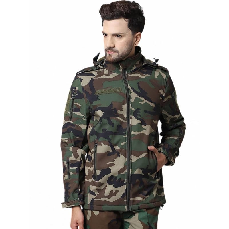 Image of MOUNTMILLER Men's 12 Zipper Softshell Hooded Tactical Jacket | Water-Repellent, Multi-Pocket, Abrasion-Resistant - Perfect for Outdoor Activities, Hiking, and Trekking