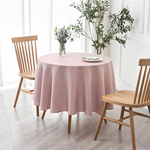 Image of maxmill Round Textured Tablecloth Spill-Proof Wrinkle Free Soft Jacquard Table Cloth for Circular Table Cover, for Dining Room Buffet Banquet Parties Holiday Dinner, 70 Inch Dusty Pink