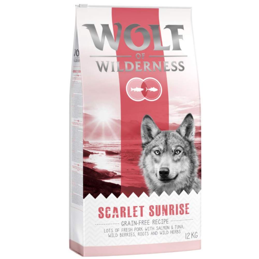 Wolf Of Wilderness Scarlet Sunrise – Salmon And Tuna Adult 12Kg Dry Dog Food Grain-Free Digestion Sensitive Diet With Wild Mixed Berries Red Meat Recipe Simply Nourish Nature Healthy Formula For Pet