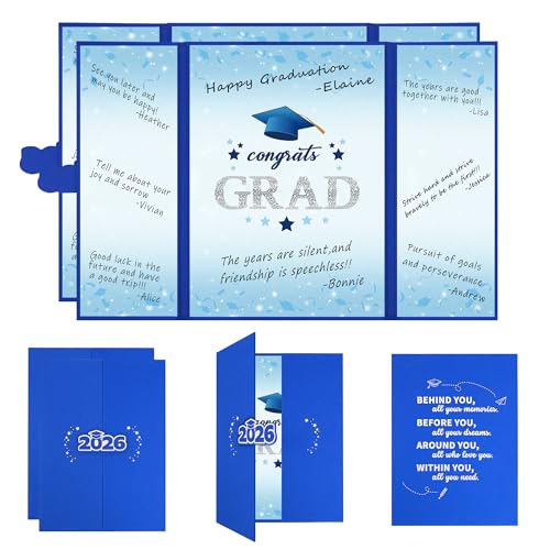Image of Vlipoeasn 2PCS Graduation Guest Book Alternative, Blue Silver Class of 2026 Graduation Party Decorations, Graduation Signature Book for 2026 College High School, Unique Graduation Gifts for Friends