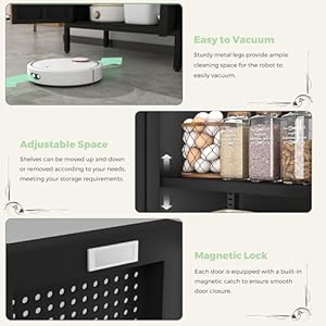 5 Tier Black Metal Storage Cabinet, Free Standing with 2 Doors, 4 Adjustable Shelves and Legs, Cupboard Metal Cabinet for Living Room, Kitchen, Dining Room, Office 5 Tier Black Metal Storage Cabinet Free Standing with 2 Doors 4 Adjustable Shelves and Legs Cupboard Metal Cabinet for Living Room Kitchen Dining Room Office