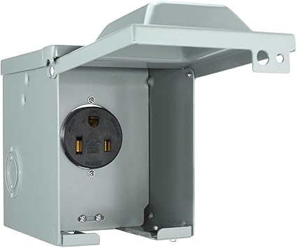 Miady 50 Amp 6-50R Power Outlet Box 250 Volt, Enclosed Lockable Weatherproof Outdoor Electrical NEMA 6-50R Receptacle Panel, For Welder EV RV Electric ...