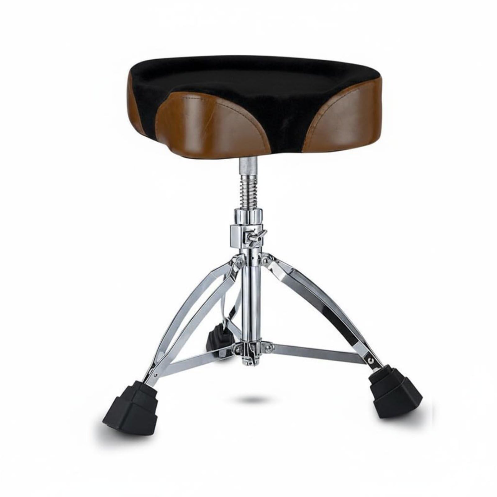kowaku Taburete de Batería Ajustable Trono de Batería Asiento Ergonómico Sillín de Batería Banco para Baterista con Espuma y Cuero Estructura de Aleación, Marrón