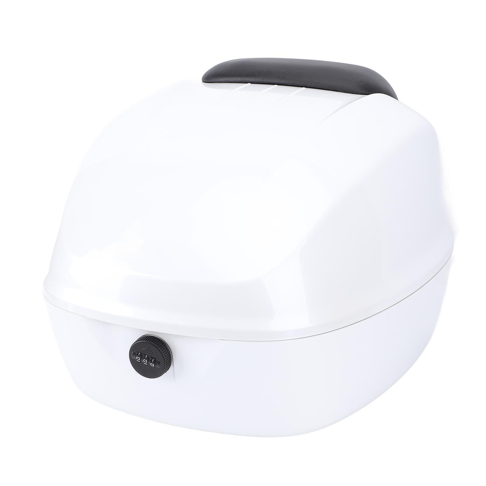Caja Trasera Impermeable con Cerradura de Combinación 33L |Maletero de Motocicleta ABS para Equipaje de Casco de Scooter de Bicicleta Eléctrica, Forro Lavable (White)