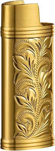 MoreChioce - Funda para encendedor de aleación de zinc, diseño floral, reutilizable, funda para encendedor portátil, ligera, funda protectora para