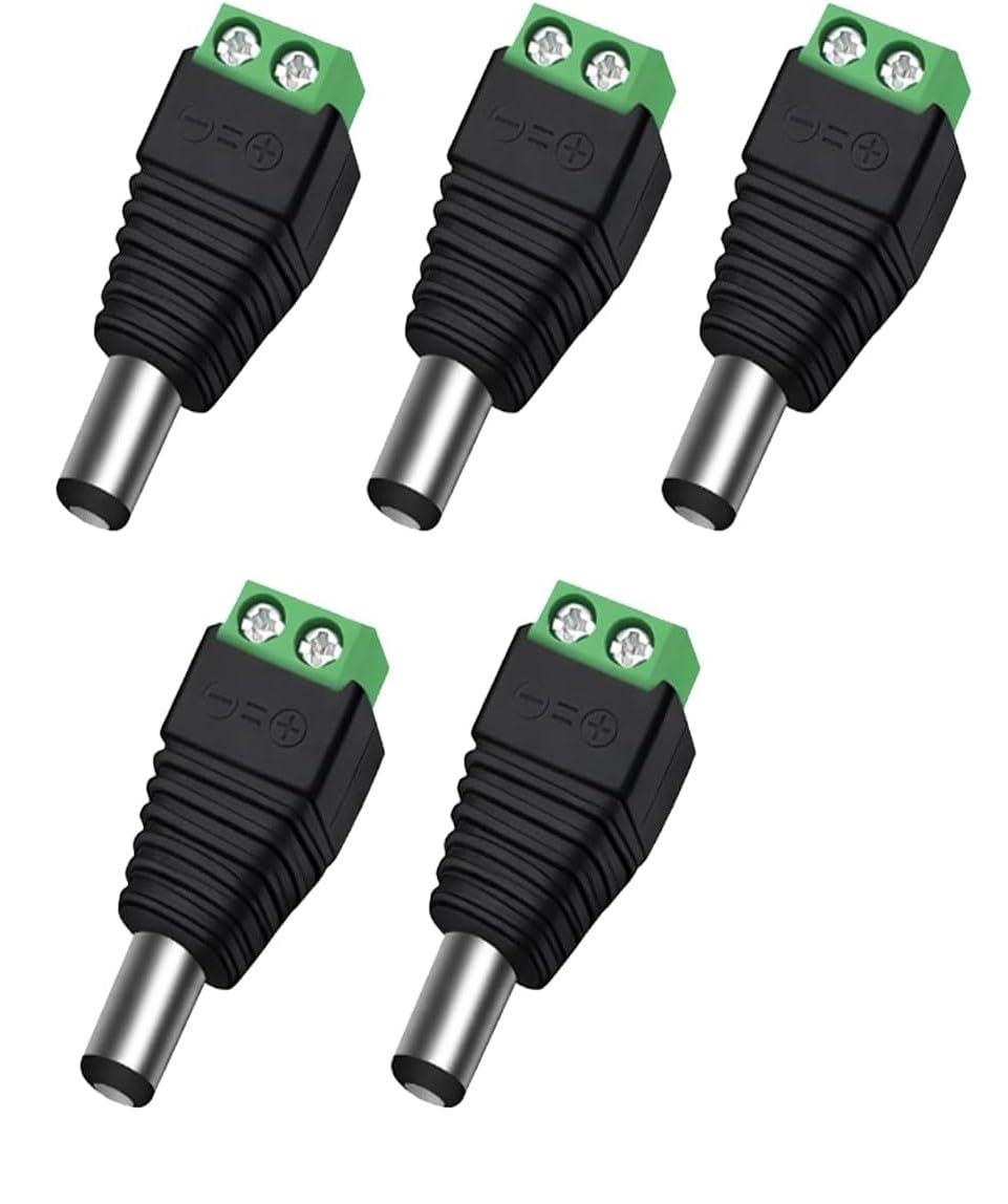 DC 5.5x2.1mm Male Barrel Power Jack to 2-Pin Screw Terminal Adapter Connector for CCTV Camera and LED Strip Light, (Pack of 5)-image-26