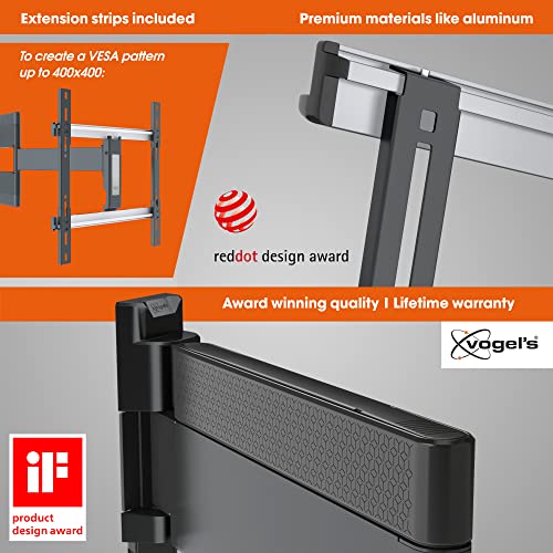 Vogel's Thin 546 Full-Motion Oled Tv Wall Mount For 40-65 Inch Tvs | Swivels Up To 180º | Max. 66 Lbs (30 Kg) | Max. Vesa 400X400 | Ultra Slim Tv Wall Mount | Tüv Certified, Black #TOP3